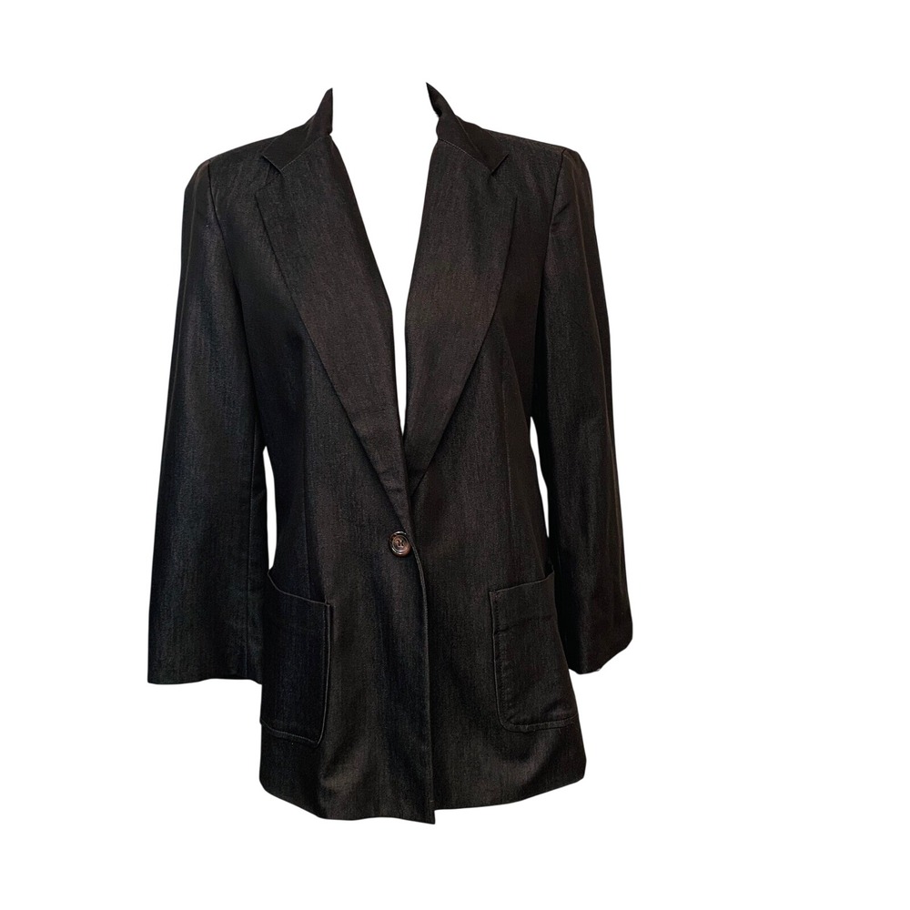 Susan Graver Boyfriend Jacket Woman Small Brown Lined Pockets 1 Button Lined